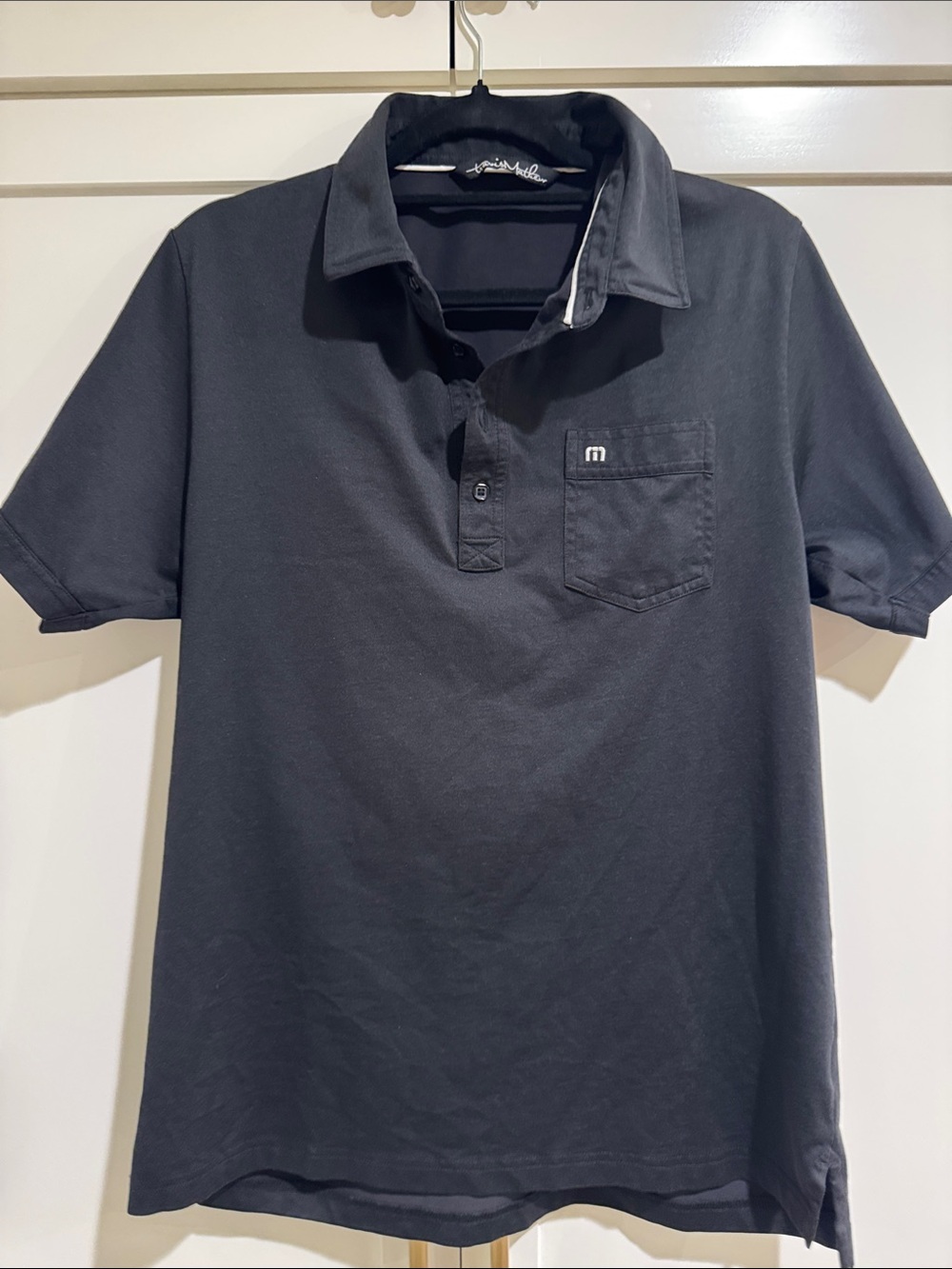 Travis Mathew Black Short-Sleeve Polo with Chest Pocket